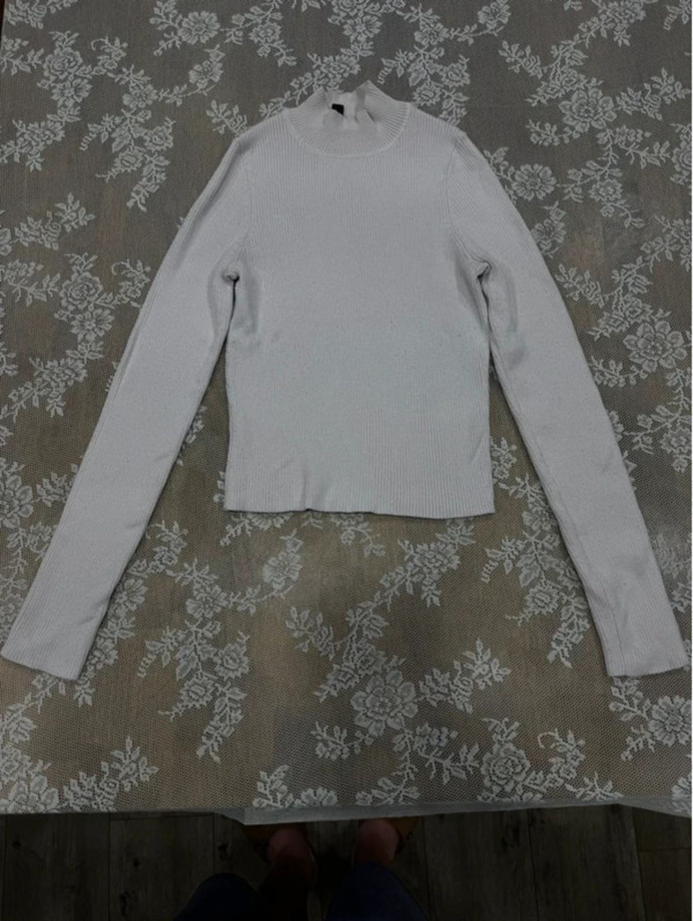 white ribbed turtleneck